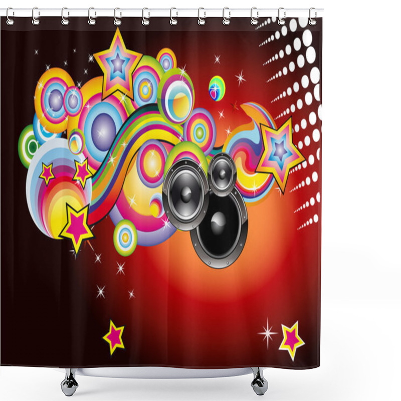 Personality  Disco Music Background Shower Curtains