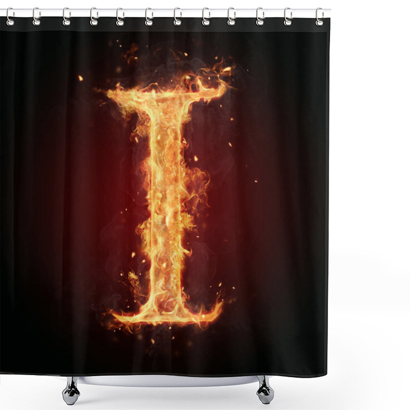 Personality  Fire Letter On Black Background Shower Curtains