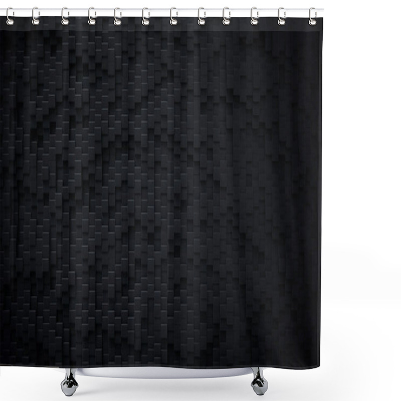 Personality  Dark Wall Of Cubes. Black 3D Rendering Backgroud. Shower Curtains