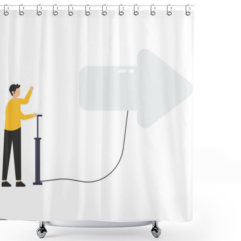 Personality  Man Inflates An Arrow, Shows The Way Shower Curtains