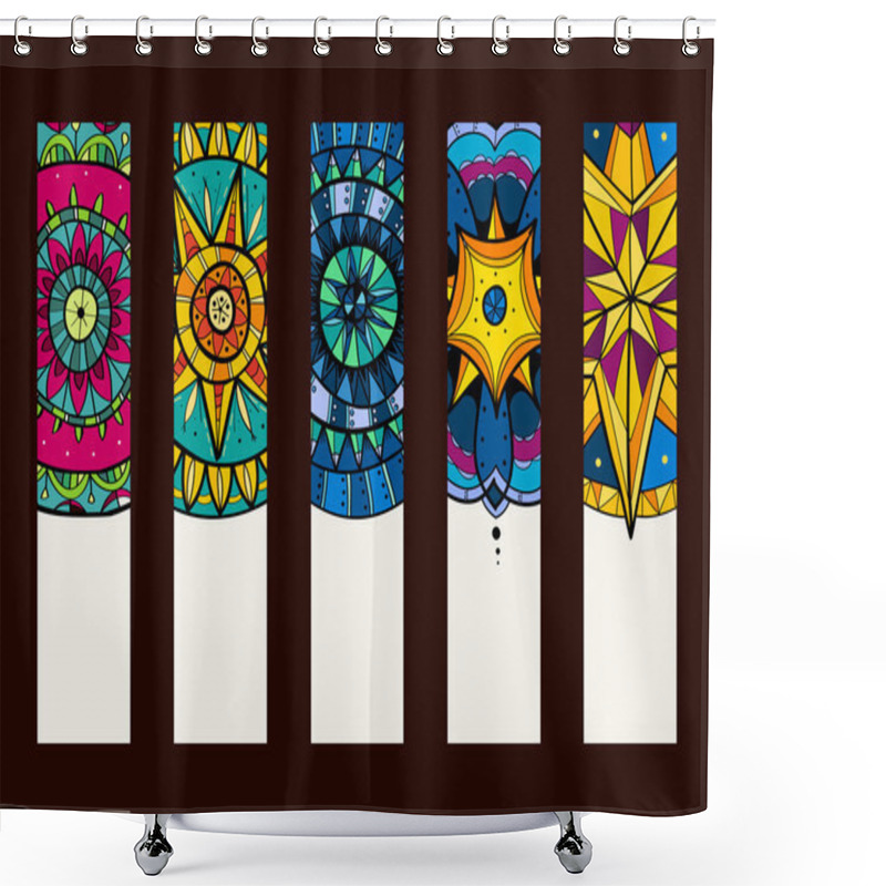 Personality  Set 2 Of Banners, With Hand Drawn Mandalas Shower Curtains