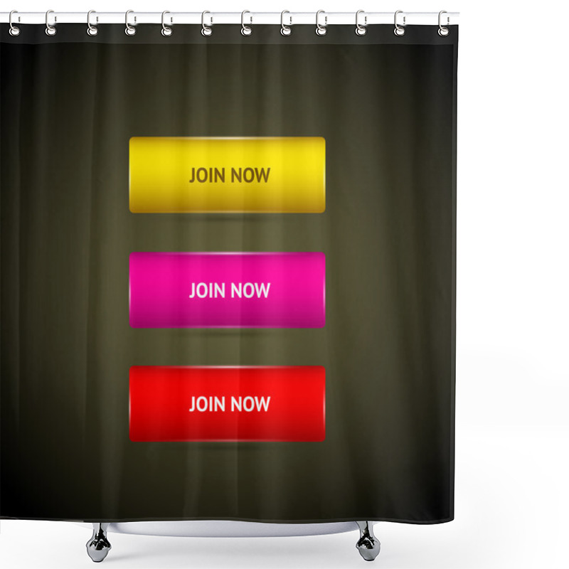 Personality  Join Now Buttons Collection. Shower Curtains