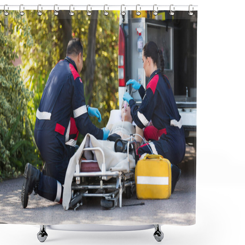 Personality  Emergency Medical Staff Rescuing Patient Shower Curtains