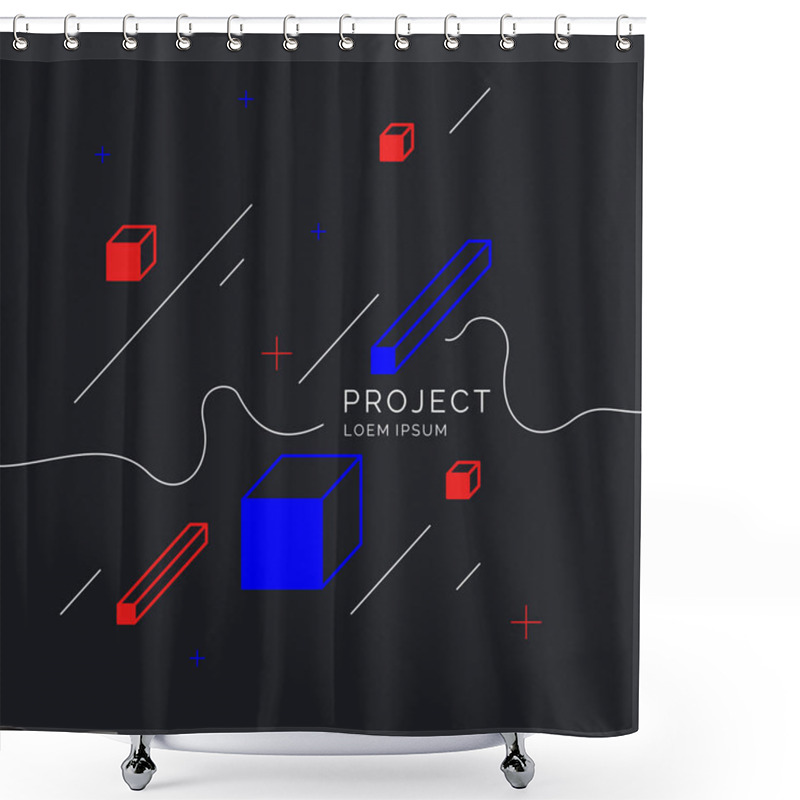 Personality  Trendy Abstract Art Geometric Background With Flat, Minimalistic Memphis Style. Vector Poster Shower Curtains