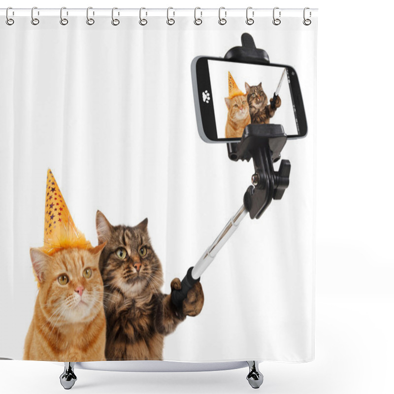 Personality  Funny Cats - Selfie Picture Shower Curtains