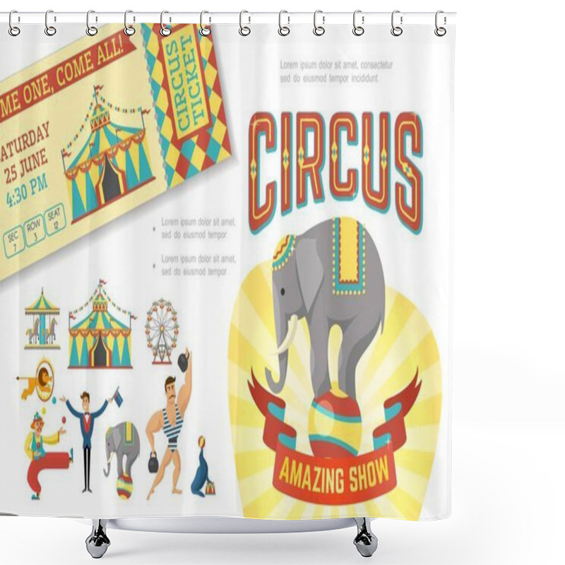 Personality  Flat Circus Show Concept Shower Curtains