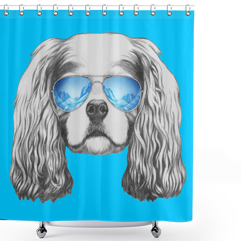 Personality  Portrait Of Cavalier King Charles Spaniel Shower Curtains