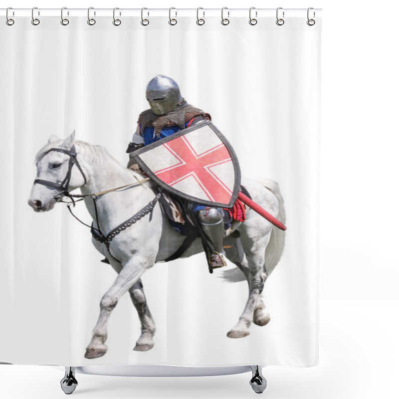 Personality  Armoured Knight On White Warhorse Shower Curtains