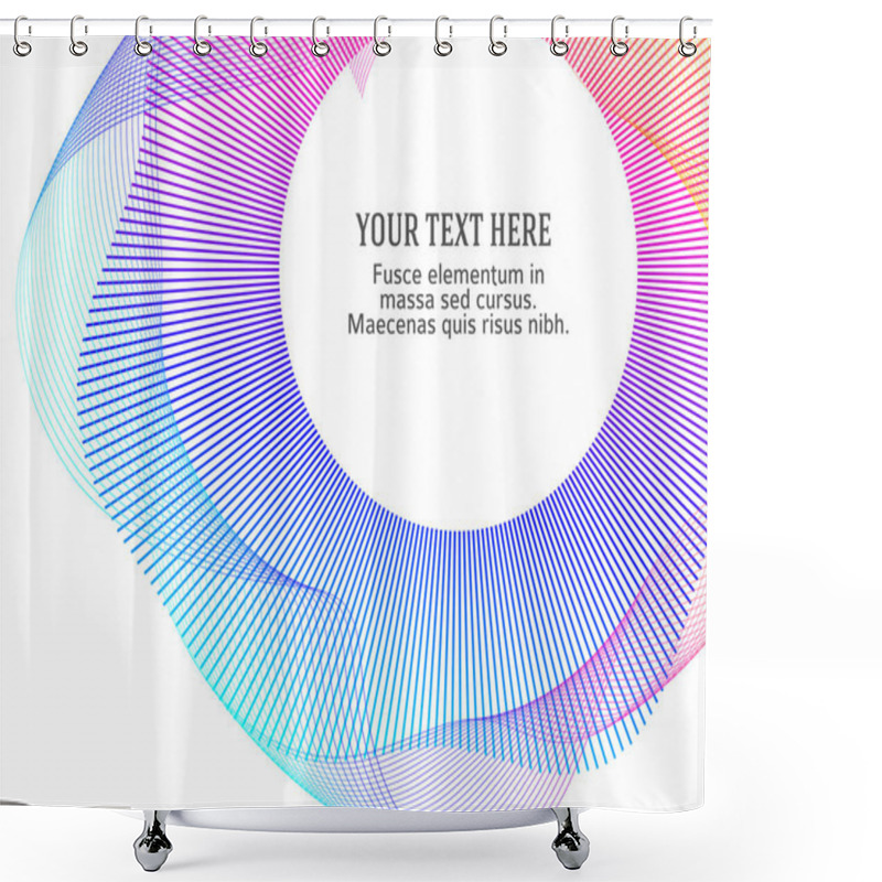 Personality  Design Elements. Wave Of Many Purple Lines Circle Ring. Abstract Vertical Wavy Stripes On White Background Isolated. Vector Illustration EPS 10. Colourful Waves With Lines Created Using Blend Tool Shower Curtains