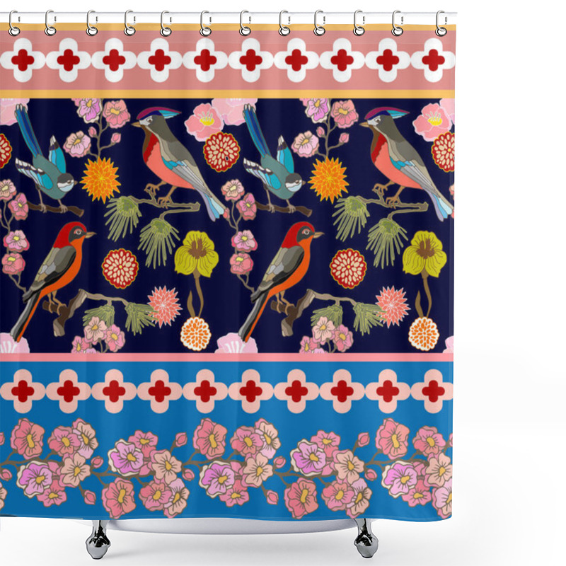 Personality  Japanese Garden. Seamless Oriental Pattern With Victorian Motifs.  Shower Curtains