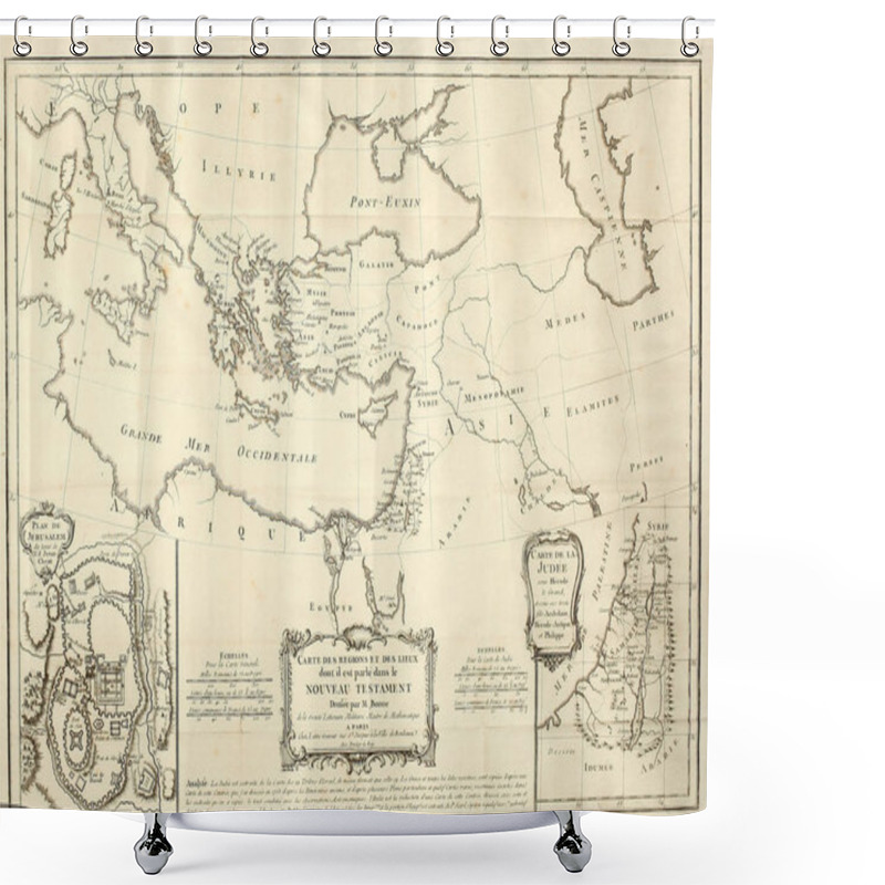 Personality  Israel(Palestine) Map. Engraving Image Shower Curtains