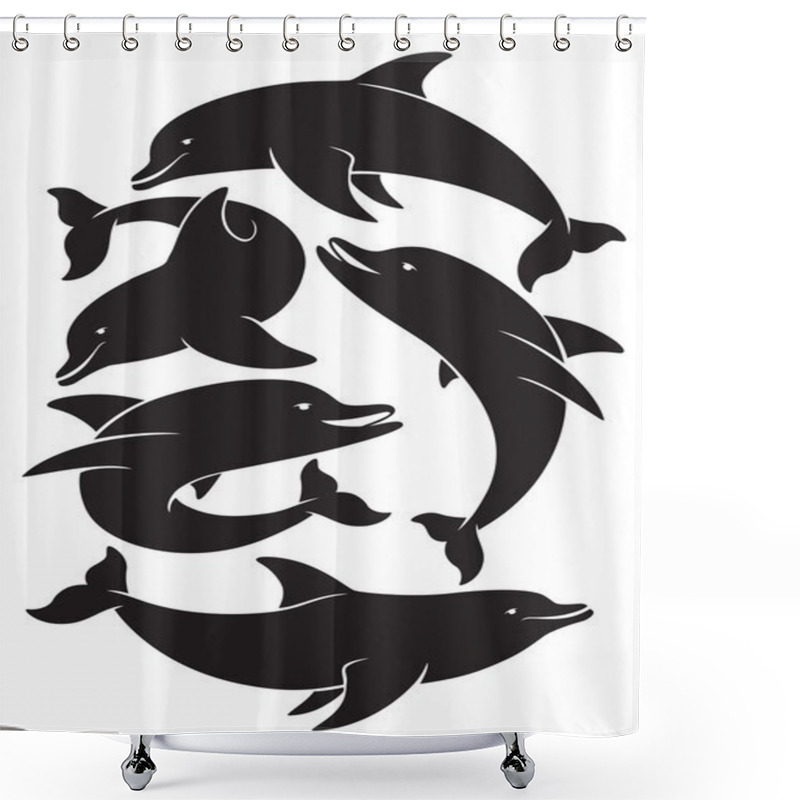 Personality  Black Dolphins Shower Curtains