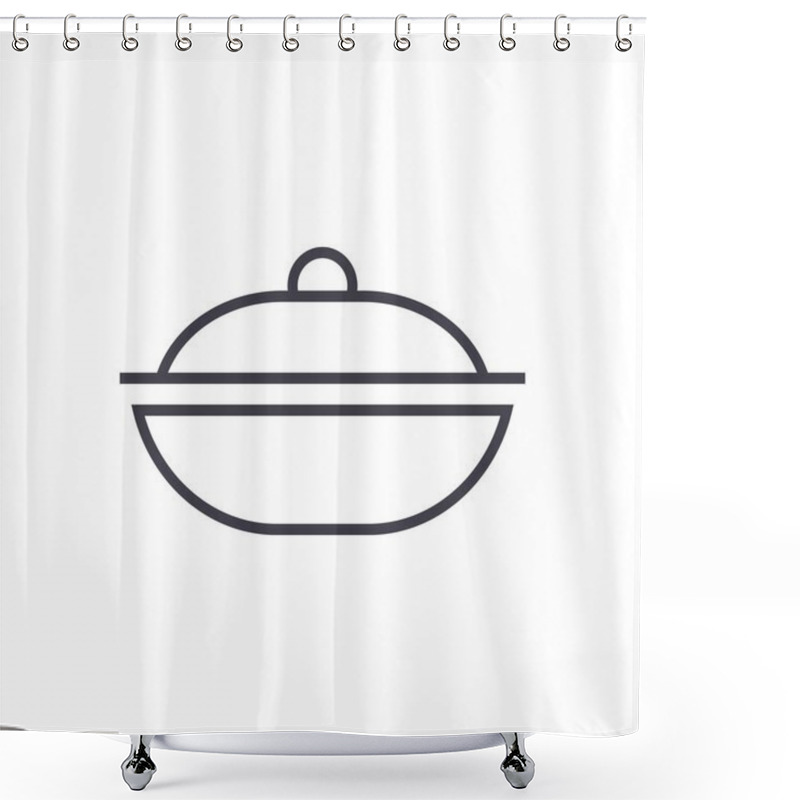 Personality  Pot Vector Line Icon, Sign, Illustration On Background, Editable Strokes Shower Curtains