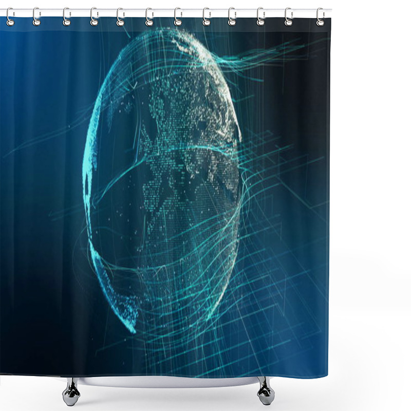 Personality  Motion Particle Earth Digital Globe Cyber Concept Shower Curtains