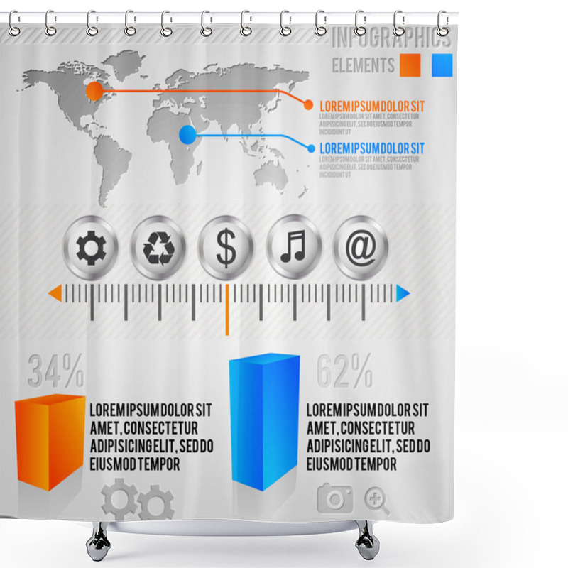 Personality  Set Elements Of Infographics. Vector Shower Curtains