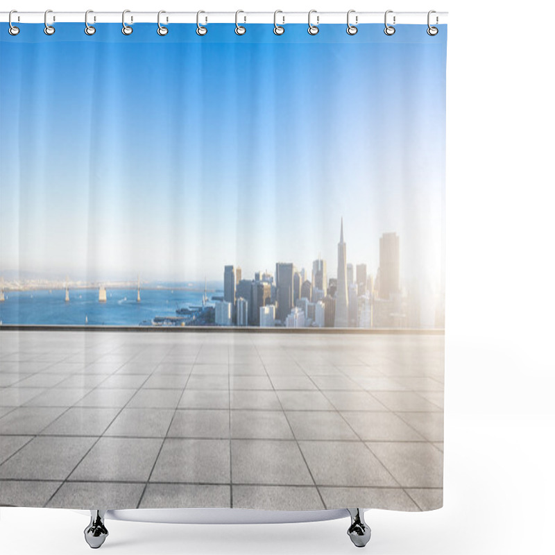 Personality  Empty Floor With Cityscape And Skyline Of San Francisco Shower Curtains