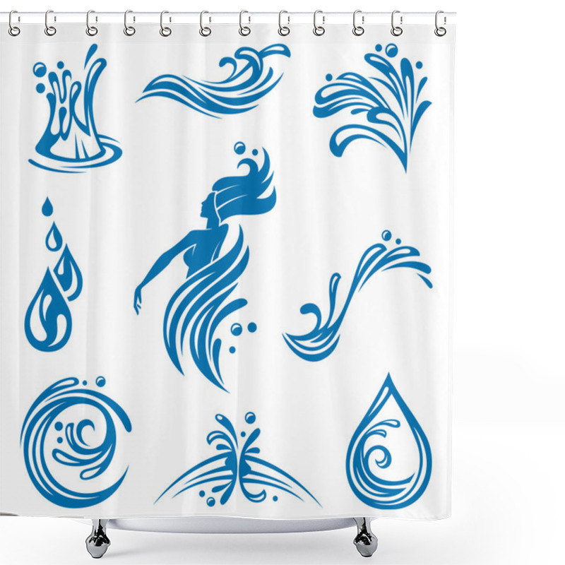 Personality  Water Icons Shower Curtains