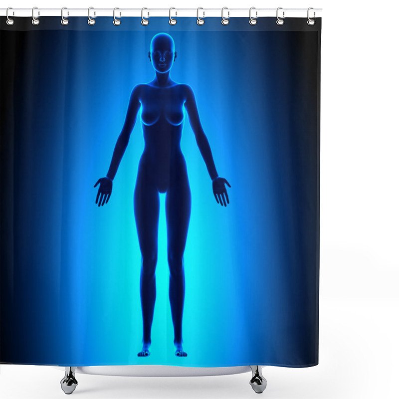 Personality  Full Female Body - Front View - Blue Concept Shower Curtains