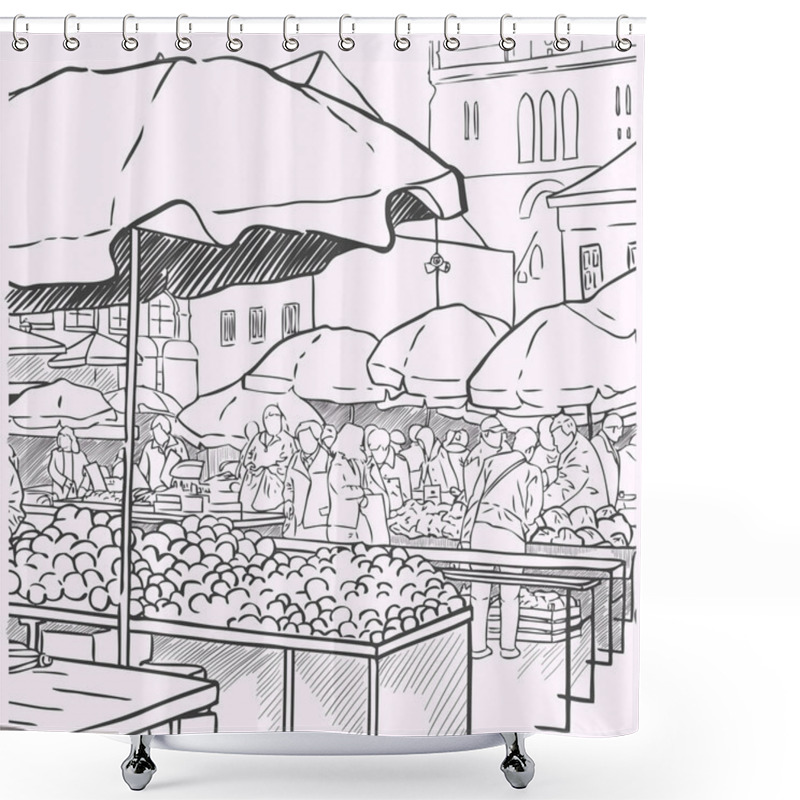 Personality  Vegetables At Farmers Market Shower Curtains