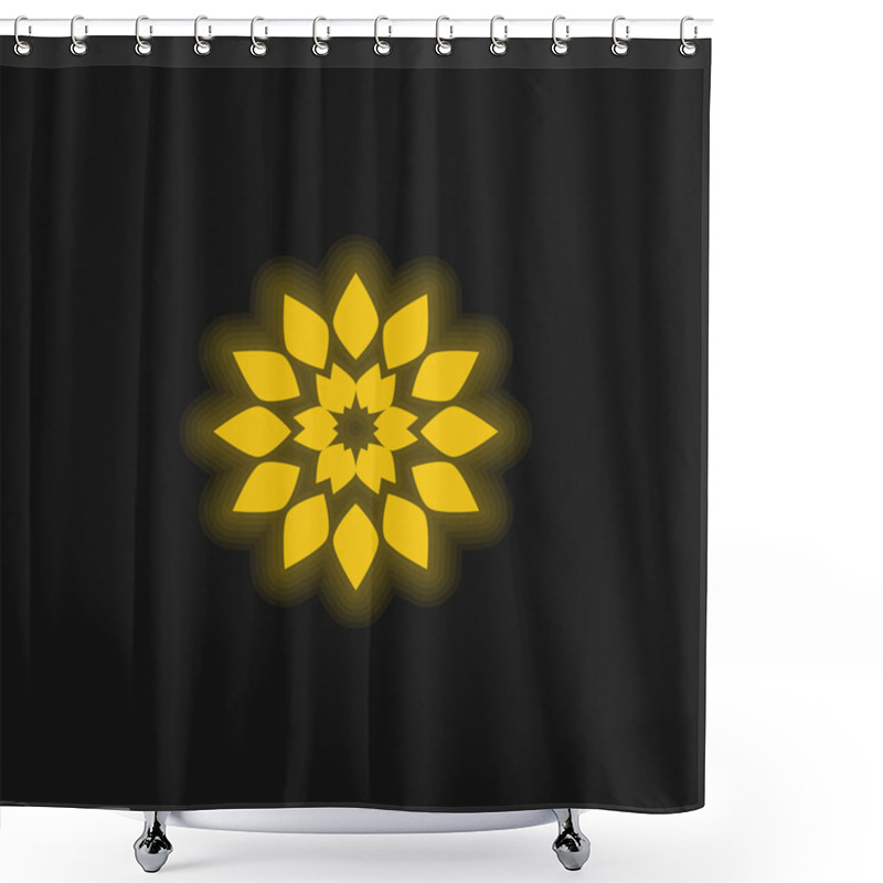 Personality  Big Flower Yellow Glowing Neon Icon Shower Curtains