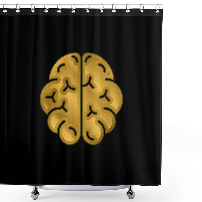 Personality  Brain Gold Plated Metalic Icon Or Logo Vector Shower Curtains