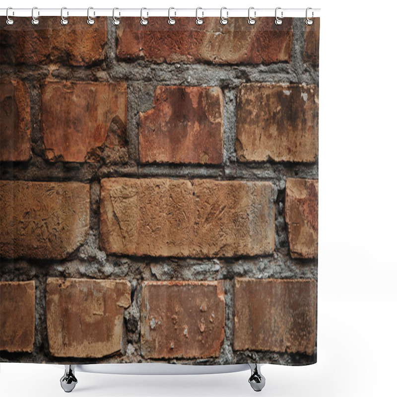 Personality  Full Frame Image Of Old Brick Wall With Cement Background  Shower Curtains