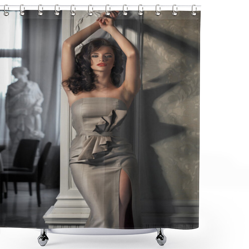 Personality  Beautiful Woman Wearing Dress Shower Curtains