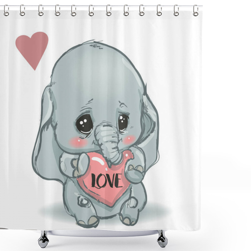 Personality  Cute Little Cartoon Elephant Shower Curtains