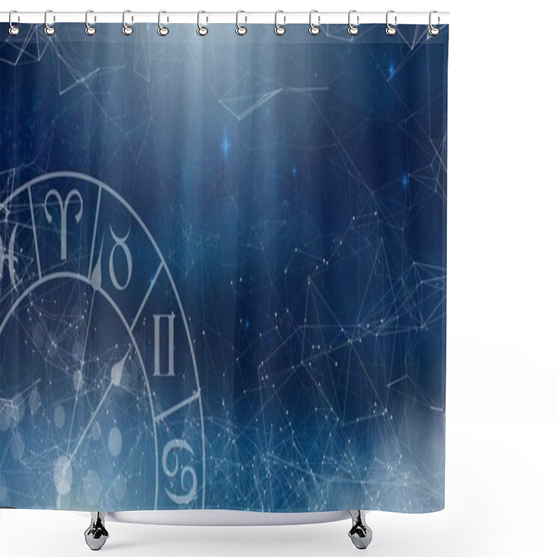 Personality  Digital Composite Of Astrology Zodiac With Connecting Lines Shower Curtains