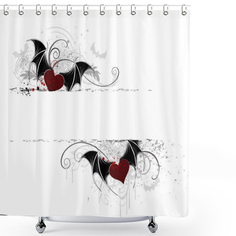 Personality  Two Banner With Vampire Heart Shower Curtains