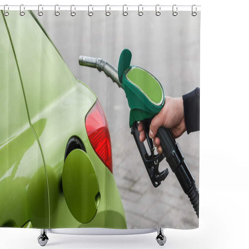 Personality  Man Fills Up His Car With A Gasoline  Shower Curtains