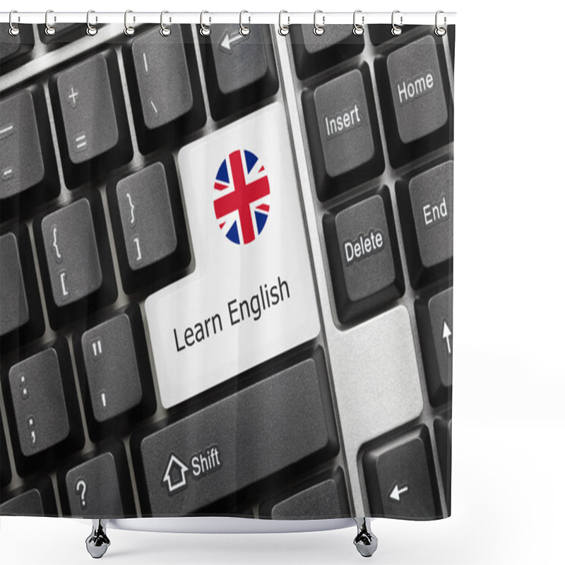 Personality  Conceptual Keyboard - Learn English (key With National Flag) Shower Curtains