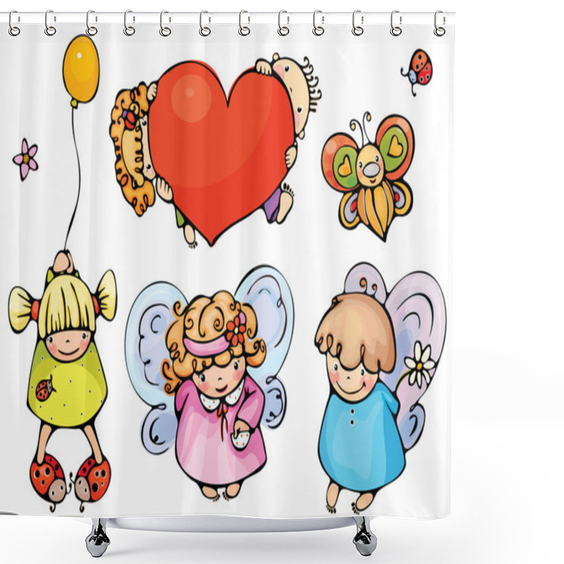 Personality  Set Of Cute Angels For Design Shower Curtains