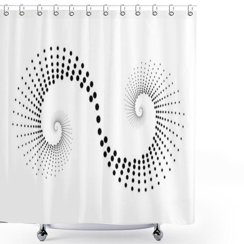 Personality  Abstract Dotted Vector Background. Halftone Effect. Spiral Dotted Background Or Icon. Yin And Yang Style. Vector EPS10 Illustration Shower Curtains