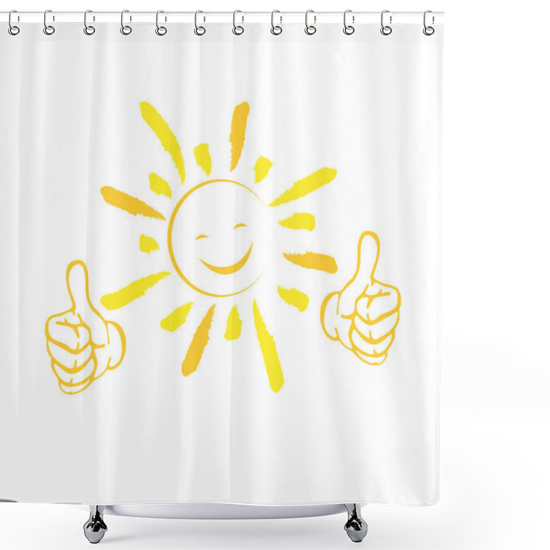 Personality  Sun With Smile And Hands, Sun And Holidays Logo Shower Curtains