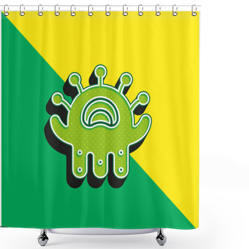 Personality  Alien Green And Yellow Modern 3d Vector Icon Logo Shower Curtains