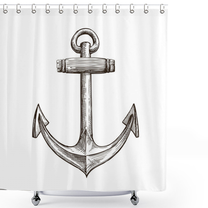 Personality  Hand Drawn Sketch Anchor. Vector Illustration Shower Curtains