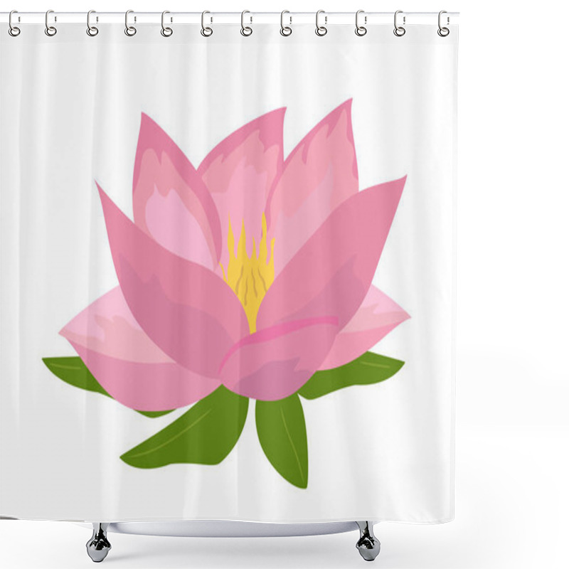 Personality  Lotus Aquatic Plant. Bloom And Blossom Flower. Pink Water Lilly. Beauty, Elegance And Aesthetics. Poster Or Banner For Website. Cartoon Flat Vector Illustration Isolated On White Background Shower Curtains