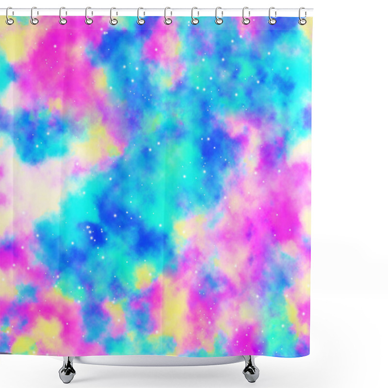 Personality  Galaxy Seamless Pattern. Space Universe Repeat Bright Marble Abstract Liquid Background Texture. Fluid Trendy Design. Modern Cosmos Colorful Painting Illustration Wallpaper With Stars Shower Curtains