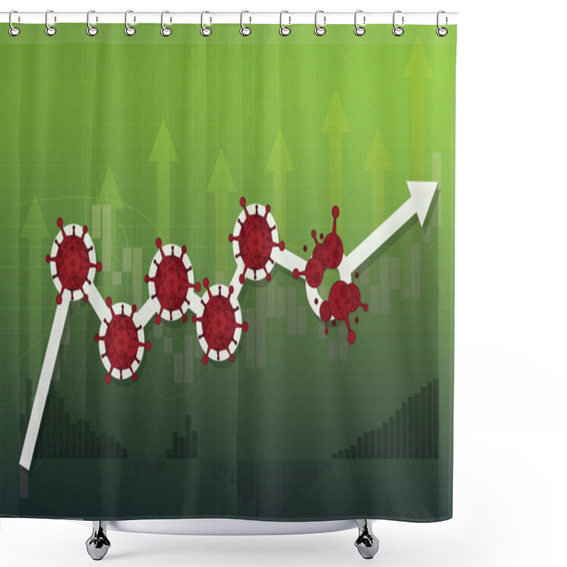 Personality  Stock Markets Rebound From COVID-19 Virus Be Defeated, World Investment Price Rise Up Or Recovered Since Pandemic Of Coronavirus, Stock Market Graph And Chart Equity Price Move Up From Permitted Unlocking Shower Curtains