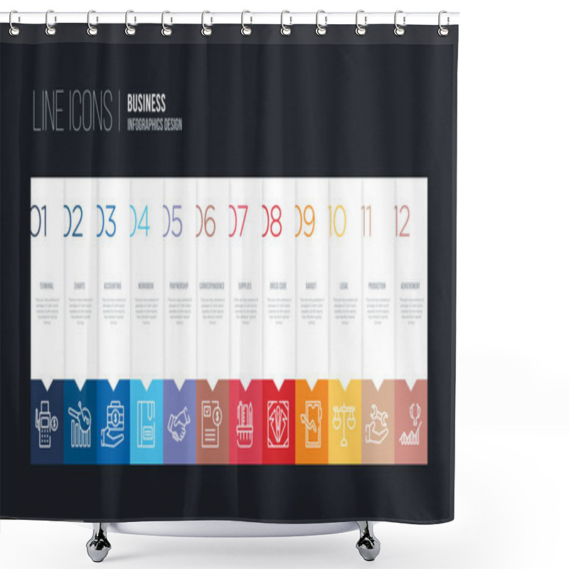 Personality  Infographic Design With 12 Options. Stroke Line Icons Such As Co Shower Curtains