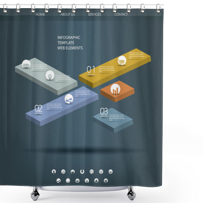 Personality  Colroful Infographic Elements With Various Icons Suitable For Infographics, Web Layout, Presentations, Etc. Shower Curtains