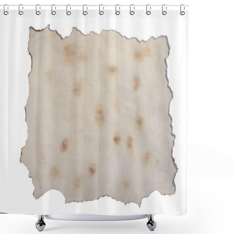 Personality  Blank Sheet Of Old Paper With Jagged Scorched Edges On White Background. Shower Curtains