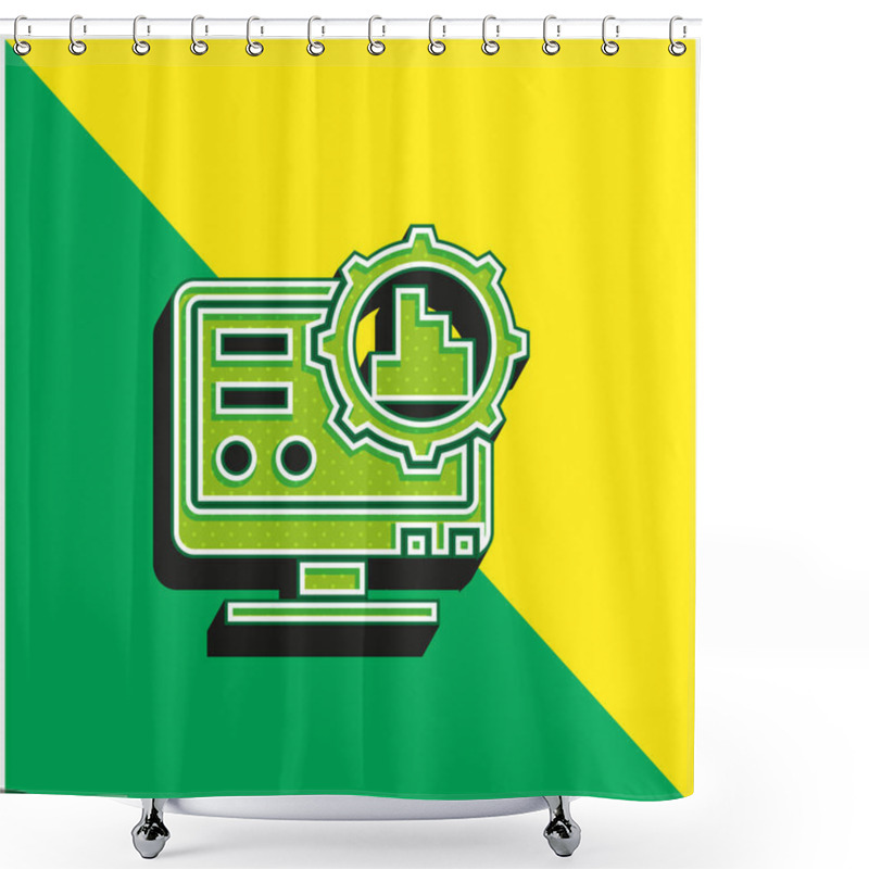 Personality  Big Data Green And Yellow Modern 3d Vector Icon Logo Shower Curtains