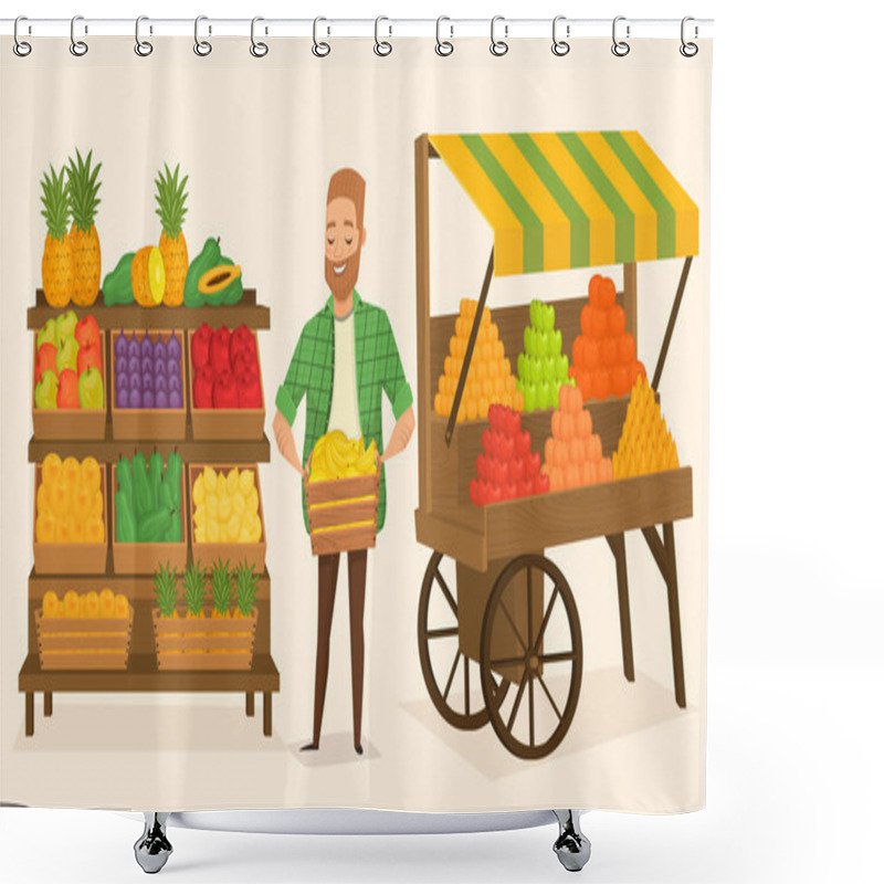 Personality  Farmers Market. Street Food Shower Curtains