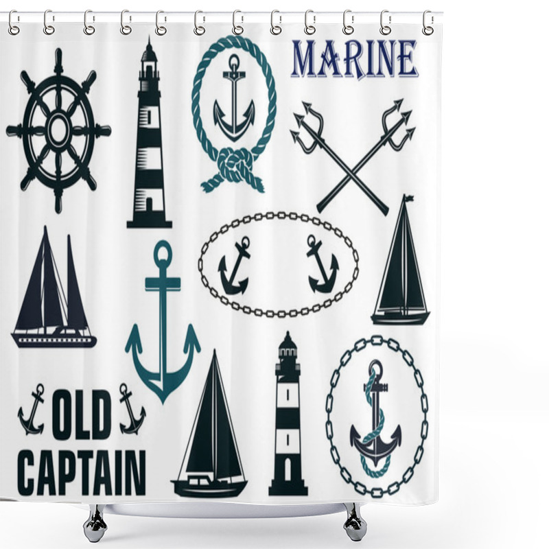 Personality  Marine Heraldic Elements Set Shower Curtains