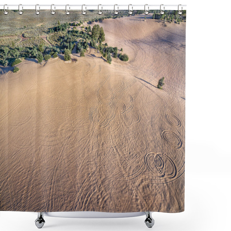 Personality  Footprints And Vehicle Tracks On Sand Shower Curtains