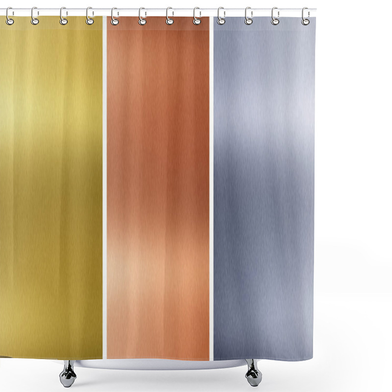 Personality  Aluminum, Bronze And Brass Stitched Textures Shower Curtains