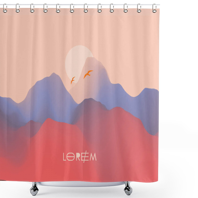 Personality  Landscape With Mountains And Sun. Sunrise. Mountainous Terrain. Abstract Background. Vector Illustration.  Shower Curtains