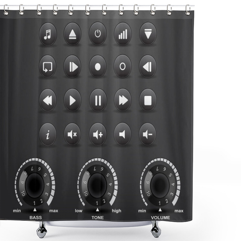 Personality  Media Player Buttons Shower Curtains